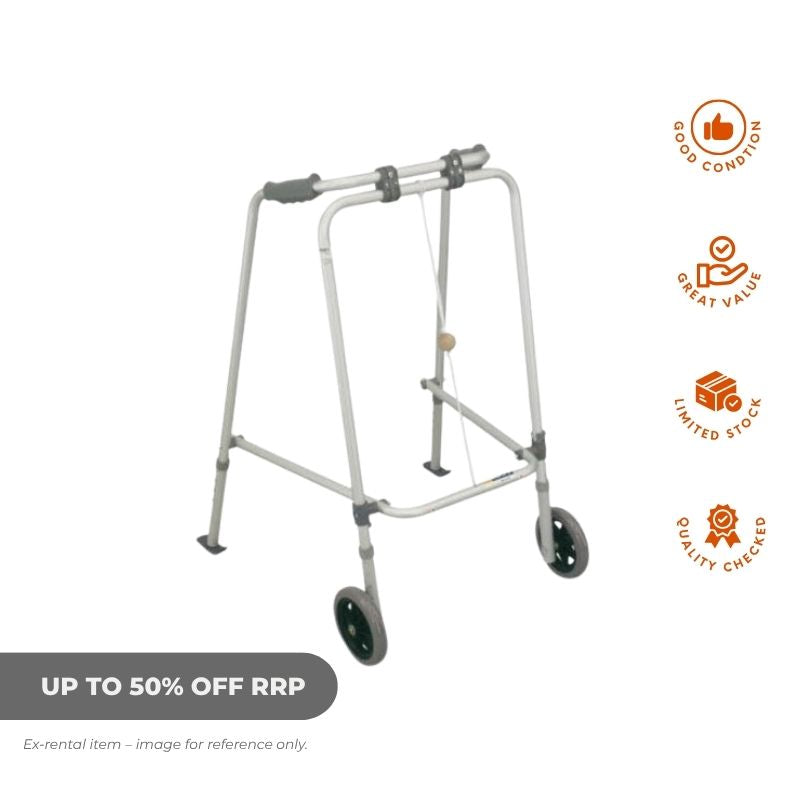 PCP British Walking Frame, Front Wheels + Rear Skis - Ex Rental -Aged Care and Medical