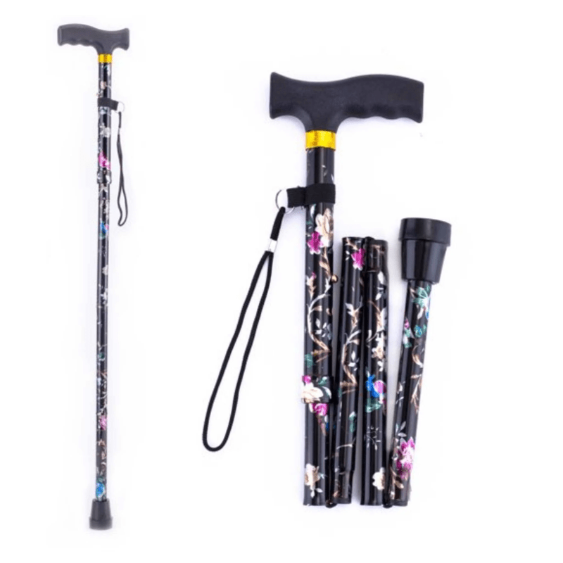 Floral Folding Walking Stick - Aged Care & Medical
