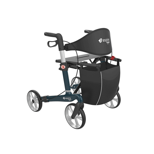 Aspire Vogue Carbon Fibre Seat Walker - Short (Sapphire) - Aged Care & Medical
