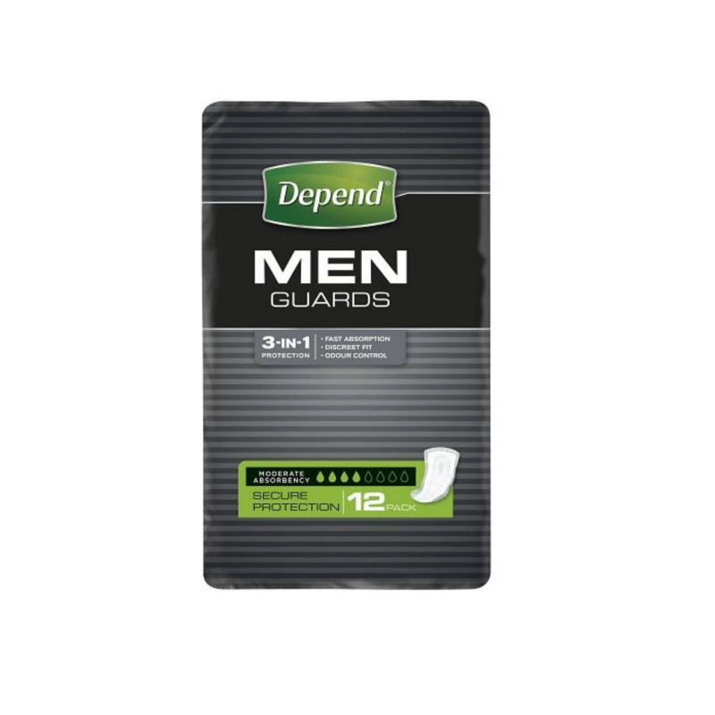 Depend Guards for Men - 12 Pack - Aged Care & Medical