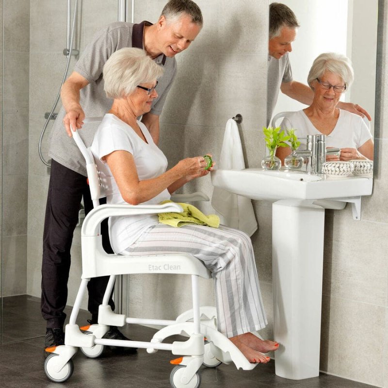 Etac Clean Mobile Shower Commode - Height Adjustable (Max. 60cm Height) - Aged Care & Medical - Bathroom Aids - Etac - shipping - wide - Melbourne - Australia - incontinence - aids - wheelchair - for - hire - wheelchair - for - rental - bariatric - chair - sit - to - stand - eq