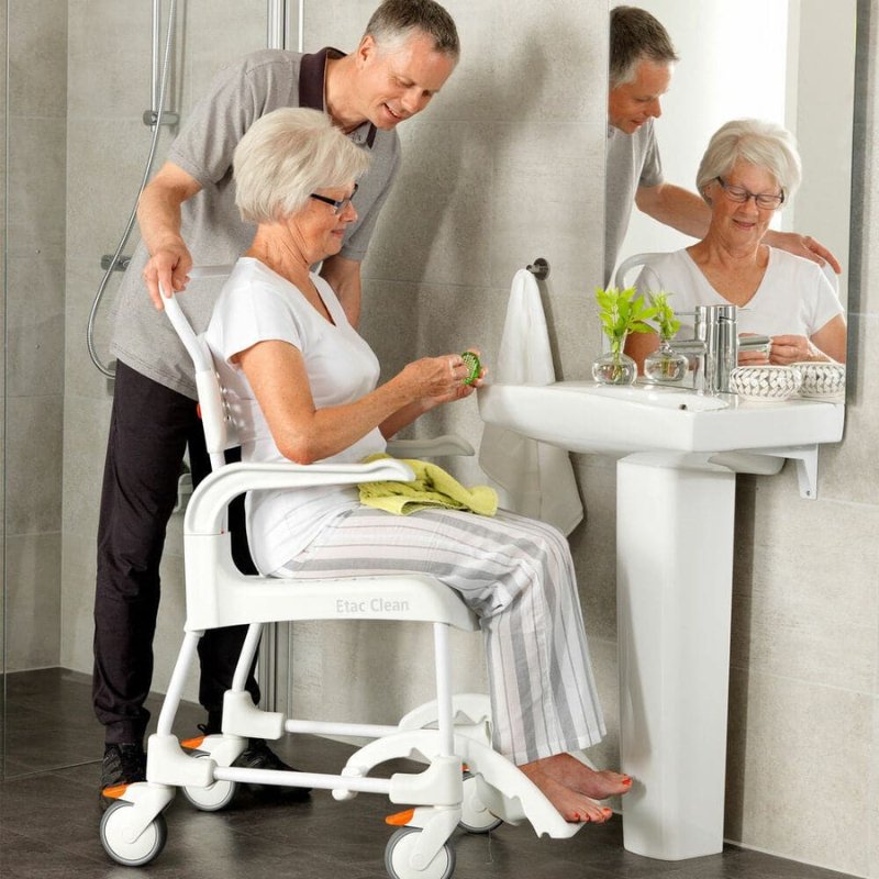Etac Clean Mobile Shower Commode - Height Adjustable (Max. 60cm Height) - Aged Care & Medical