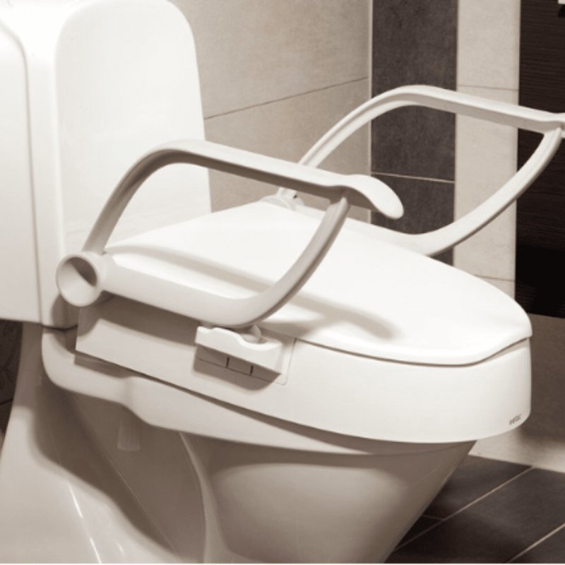 Etac Cloo Toilet Seat Raiser - with armrests - Aged Care & Medical - Bathroom Aids - Etac - shipping - wide - Melbourne - Australia - incontinence - aids - wheelchair - for - hire - wheelchair - for - rental - bariatric - chair - sit - to - stand - eq