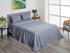 Fusion Sheet Set (Fitted Sheet, Flat Sheet, 1x Pillow Case) - Charcoal - Aged Care & Medical