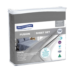 Fusion Sheet Set (Fitted Sheet, Flat Sheet, 1x Pillow Case) - Charcoal - Aged Care & Medical