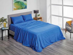 Fusion Sheet Set (Fitted Sheet, Flat Sheet, 1x Pillow Case) - Cobalt - Aged Care & Medical