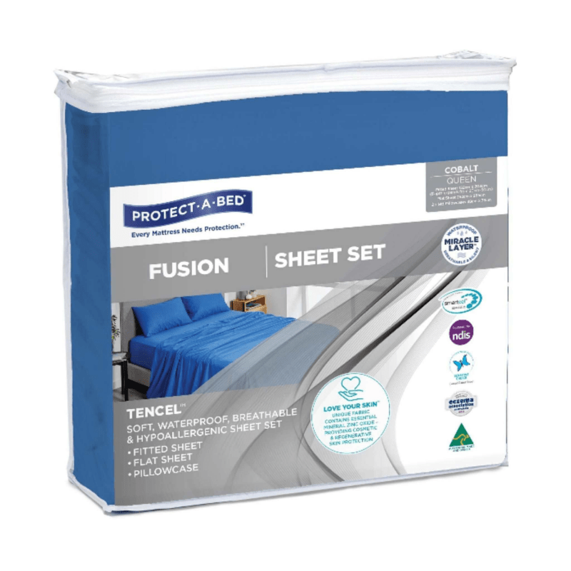 Fusion Sheet Set (Fitted Sheet, Flat Sheet, 1x Pillow Case) - Cobalt - Aged Care & Medical