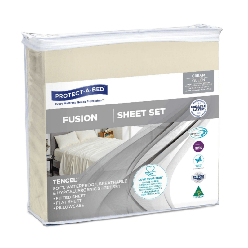 Fusion Sheet Set (Fitted Sheet, Flat Sheet, 1x Pillow Case) - Cream - Aged Care & Medical