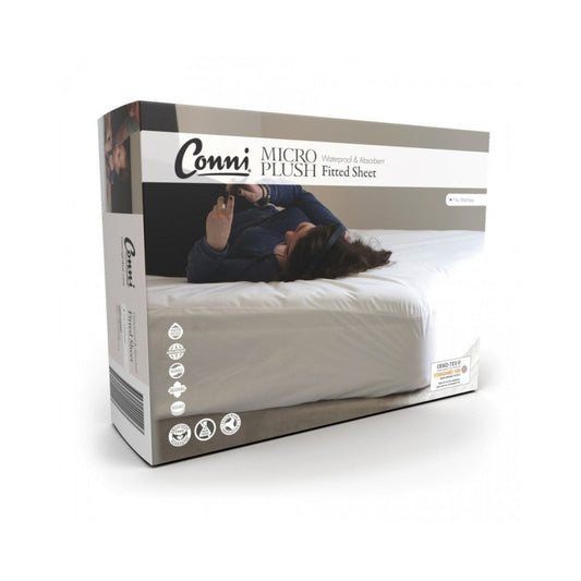 Micro - Plush Waterproof Fitted Mattress Protector/Sheet - White - Aged Care & Medical