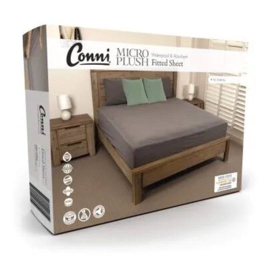 Micro - Plush Waterproof Fitted Sheet - Charcoal - Aged Care & Medical