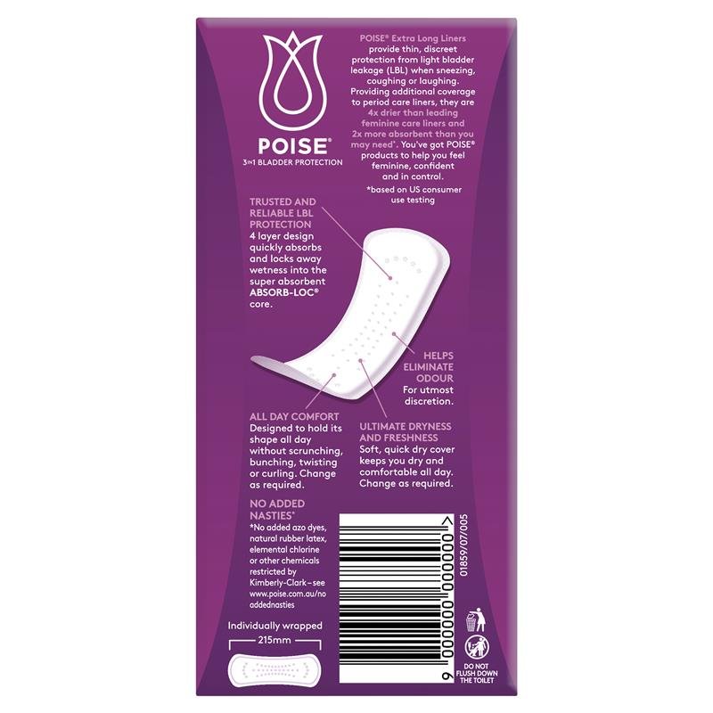 Poise Liners Extra Long - Aged Care & Medical - Incontinence Liners - Poise - shipping - wide - Melbourne - Australia - incontinence - aids - wheelchair - for - hire - wheelchair - for - rental - bariatric - chair - sit - to - stand - eq