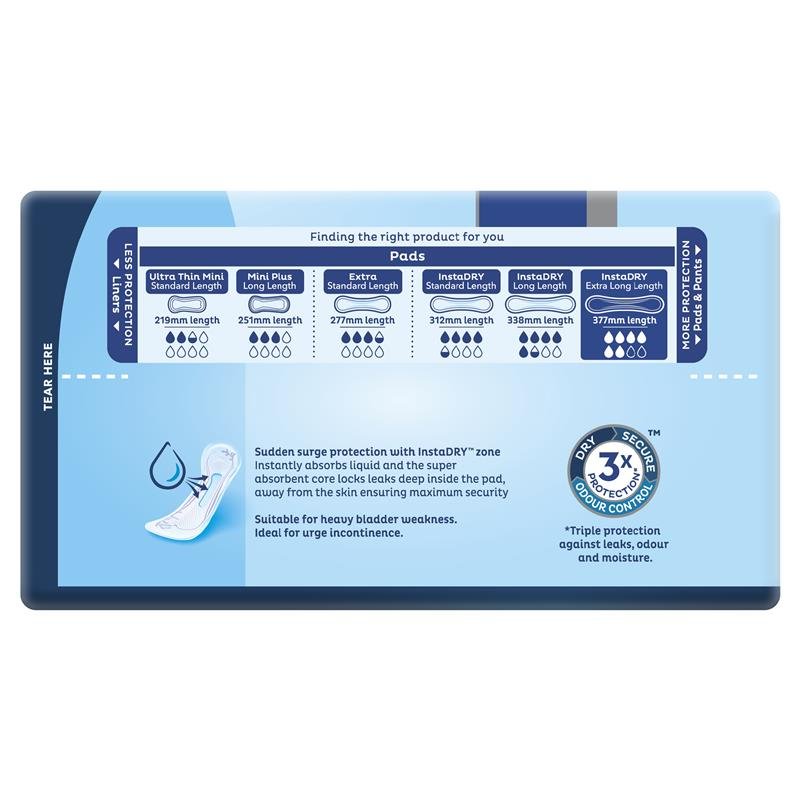 Tena Pads Instadry - Extra Long Length - Aged Care & Medical