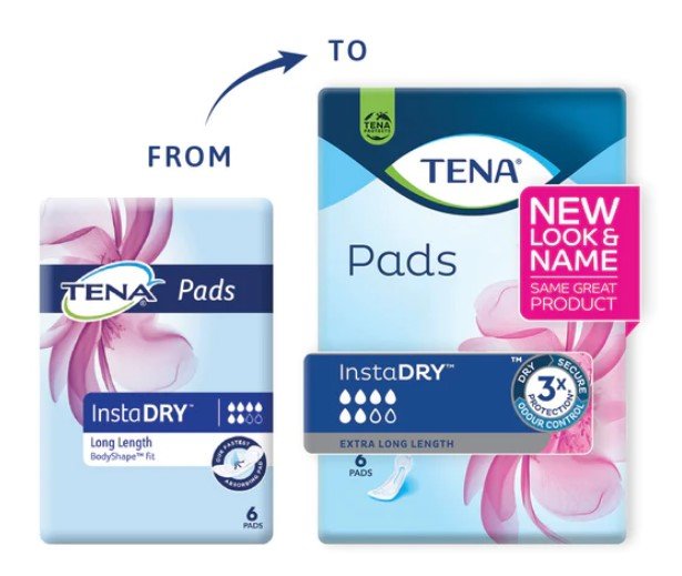 Tena Pads Instadry - Extra Long Length - Aged Care & Medical