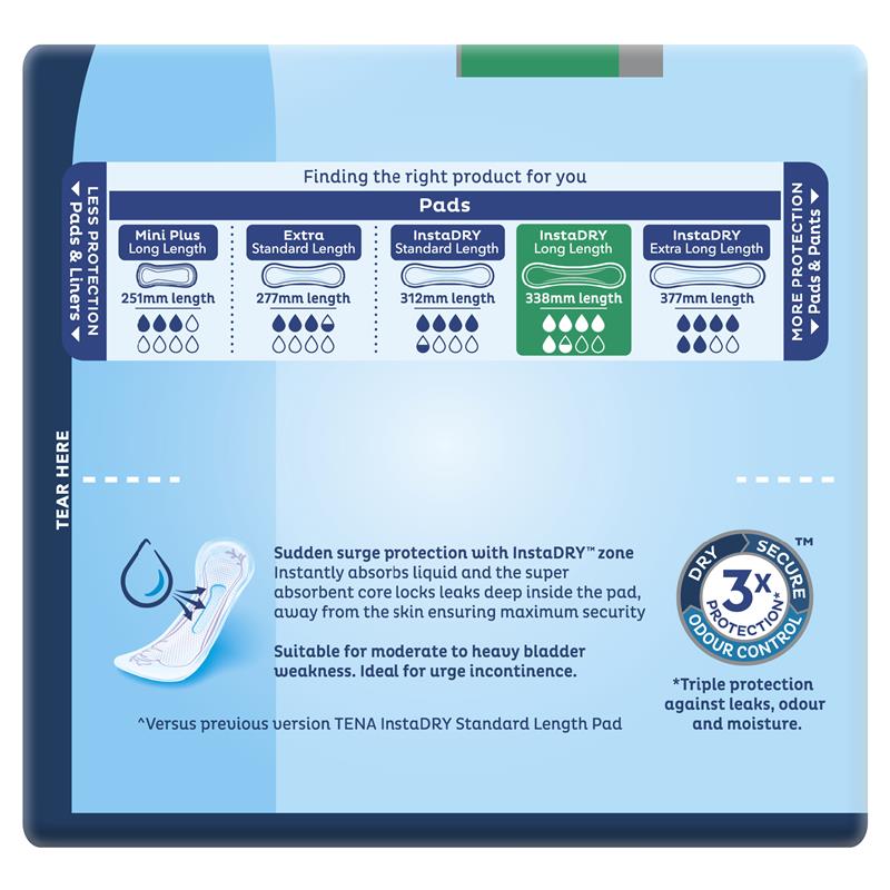 Tena Pads Instadry - Long Length - Aged Care & Medical - Incontinence Pads - Tena - shipping - wide - Melbourne - Australia - incontinence - aids - wheelchair - for - hire - wheelchair - for - rental - bariatric - chair - sit - to - stand - eq