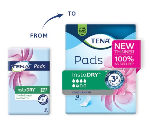 Tena Pads Instadry - Long Length - Aged Care & Medical