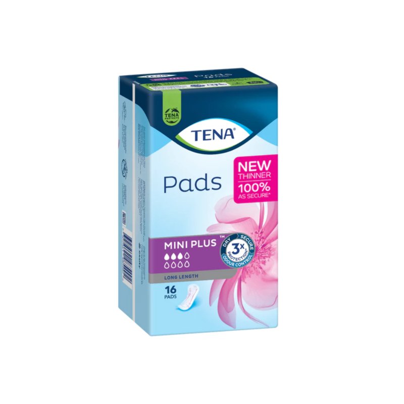 Tena Pads Mini Plus - Long Length - 16 Pack - Aged Care & Medical