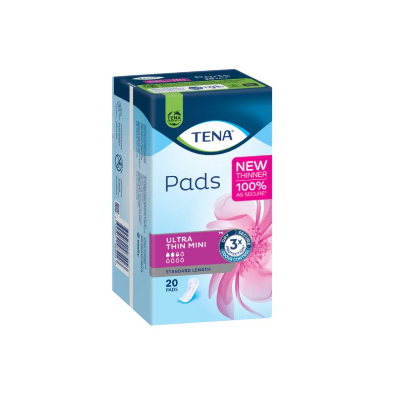 Tena Pads Ultra Thin Mini - Standard Length - 20 Pack - Aged Care & Medical - Incontinence Pads - Tena - shipping - wide - Melbourne - Australia - incontinence - aids - wheelchair - for - hire - wheelchair - for - rental - bariatric - chair - sit - to - stand - eq