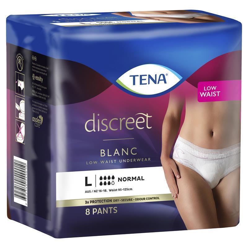 Tena Pants Womens Discreet - Normal - Low Waist - Blanc - 7 Drops - Aged Care & Medical