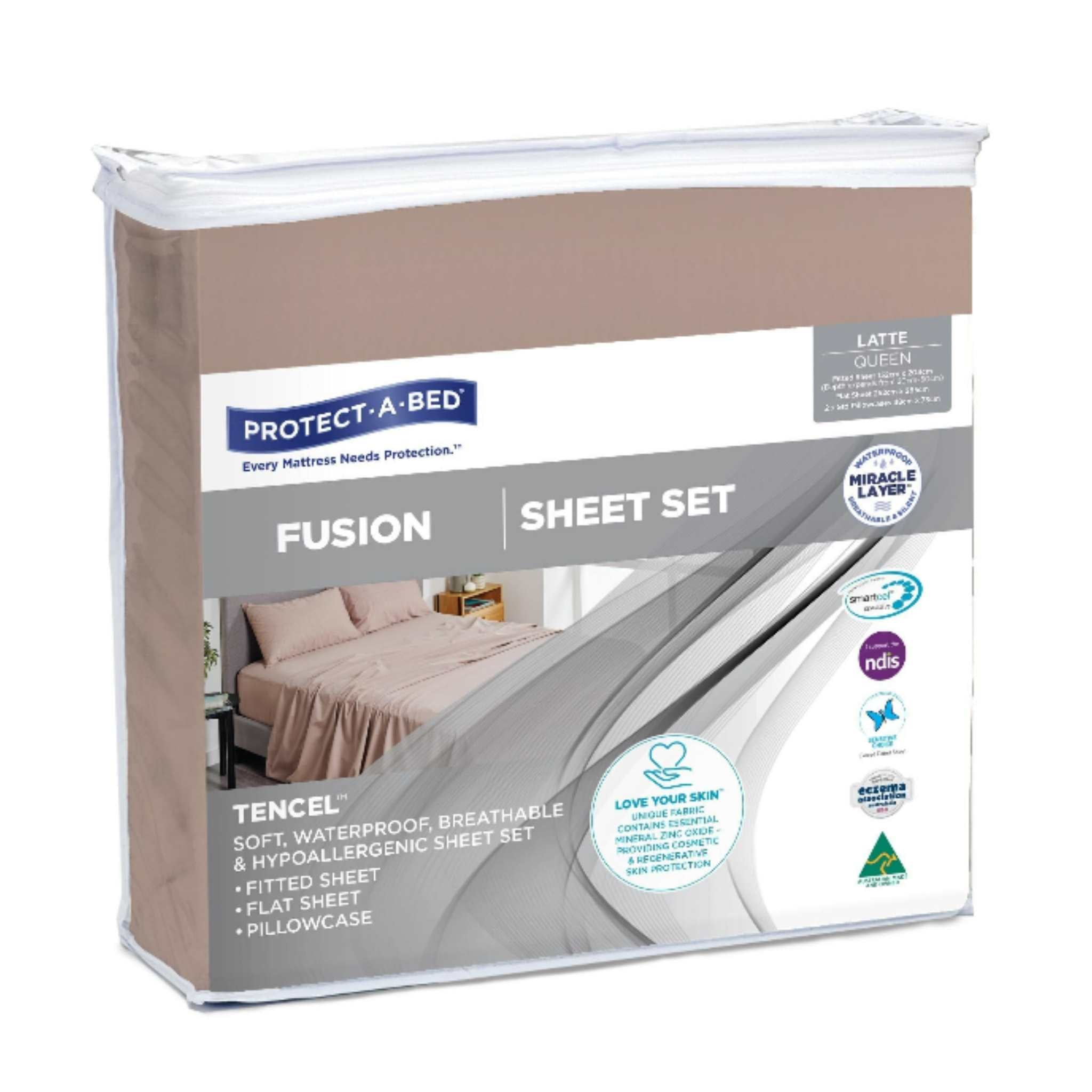 Fusion Sheet Set (Fitted Sheet, Flat Sheet, 1x Pillow Case) - Latte