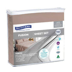 Fusion Sheet Set (Fitted Sheet, Flat Sheet, 1x Pillow Case) - Latte